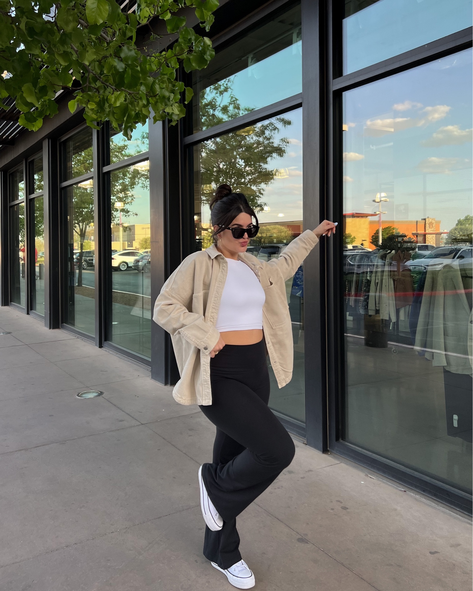 Jacket: ZARA (can’t link)
Tank: medium
Leggings: medium
Sneakers: 6 men’s / 8 women’s 
- 
Casual look 
Casual Outfit 
OOTD 
Leggings 
Flare leggings 
White sneakers 
White converse 
Platform converse 
Sunglasses 
Amazon finds 
White top 
White tank 
Claw Clip 
Midsize style 
Curvy outfits 

#LTKstyletip #LTKunder100 #LTKcurves