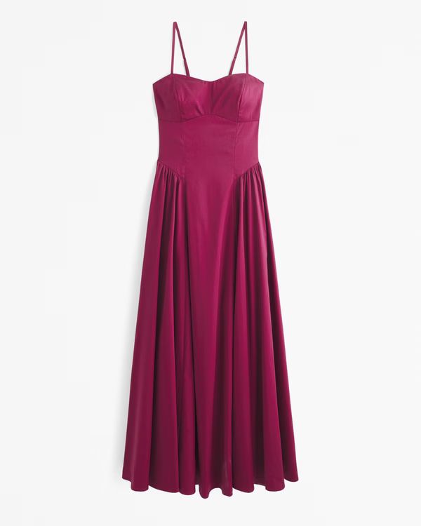 Women's Dipped-Waist Sweetheart Maxi Dress | Women's New Arrivals | Abercrombie.com | Abercrombie & Fitch (US)