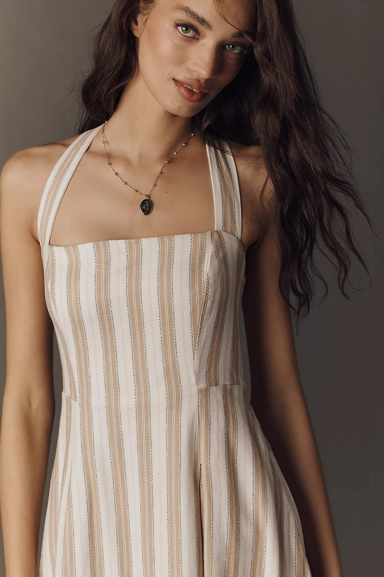 Maeve Printed A-Line Halter Midi Dress | Anthropologie (US)