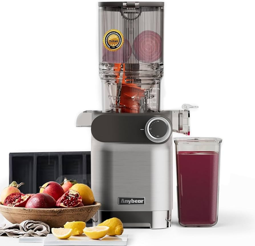 Cold Press Juicer, 200W Masticating Slow Juicer 4.3" Large Feed Chute Fit Whole Fruits Vegetables... | Amazon (US)