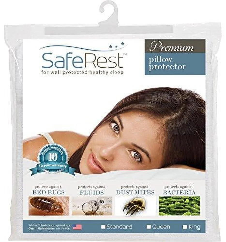 SafeRest Premium Cotton Pillow Protector, Standard - Bed Bug Proof Zippered Waterproof - Walmart.... | Walmart (US)
