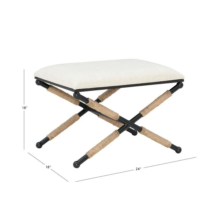 Linon Brewster Boho Backless Campaign Accent Stool, Black/Neutral | Walmart (US)