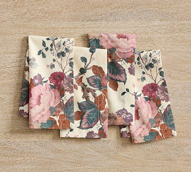 Cora Floral Organic Cotton Napkins - Set of 4 | Pottery Barn (US)