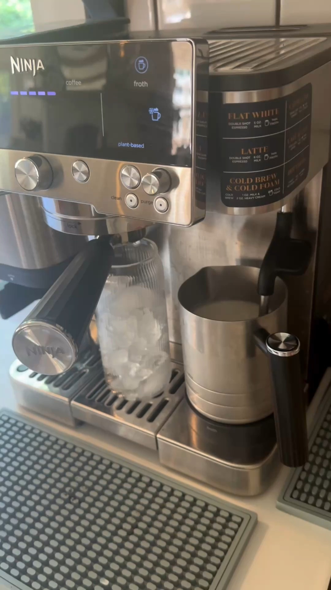 Magical morning!! Iced latte. 
5oz of oat milk. A dash of Chobani sweet cream creamer. Fill cup with ice. Create cold foam and pour in glass. Brew cold pressed espresso over it. Top with foam and voila!!

#LTKdayinmylife #LTKmorningroutine #LTKHome
