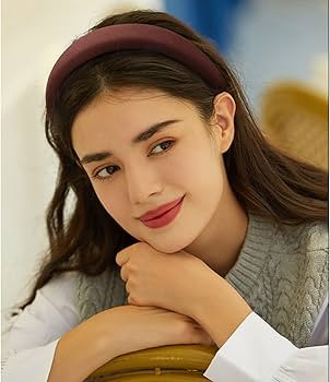 5 Pack Padded Headbands with Soft Fabric - Plain Thick Hair Accessories for Women and Girls | Amazon (US)