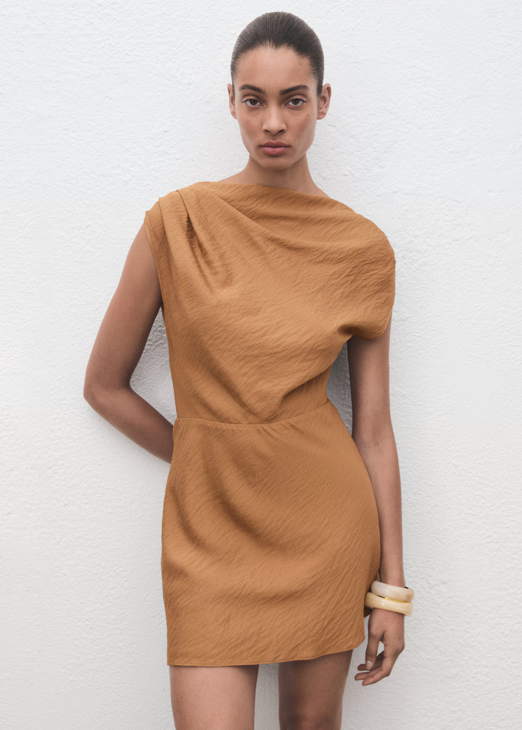 Asymmetric draped gown - Women | MANGO USA | Mango (US/MX/AU)