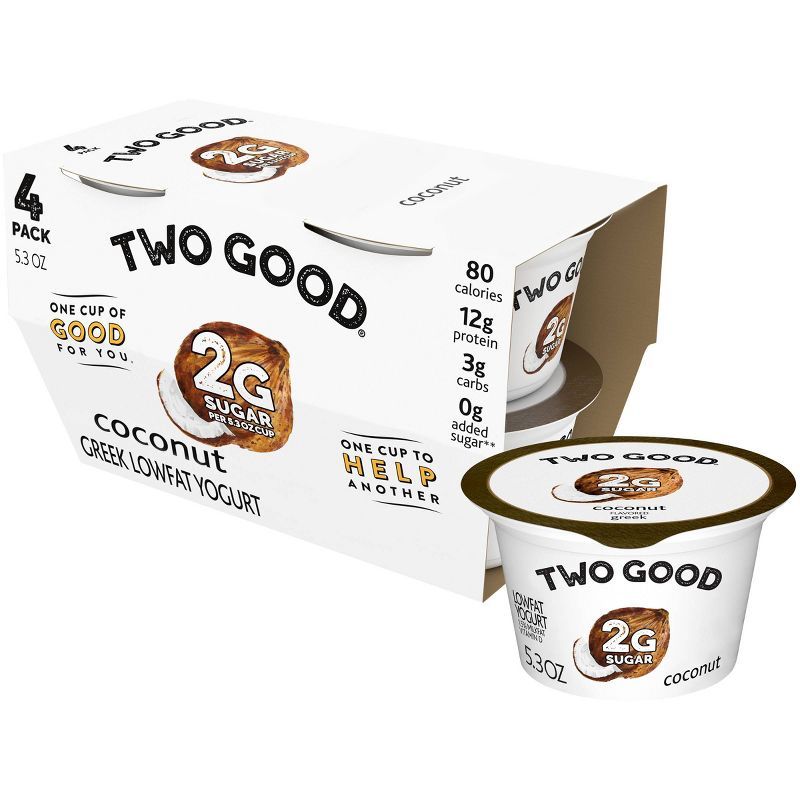 Two Good Low Fat Lower Sugar Coconut Greek Yogurt - 4ct/5.3oz Cups | Target