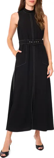 Halogen® Topstitched Mock Neck Midi Dress | Nordstrom | Nordstrom