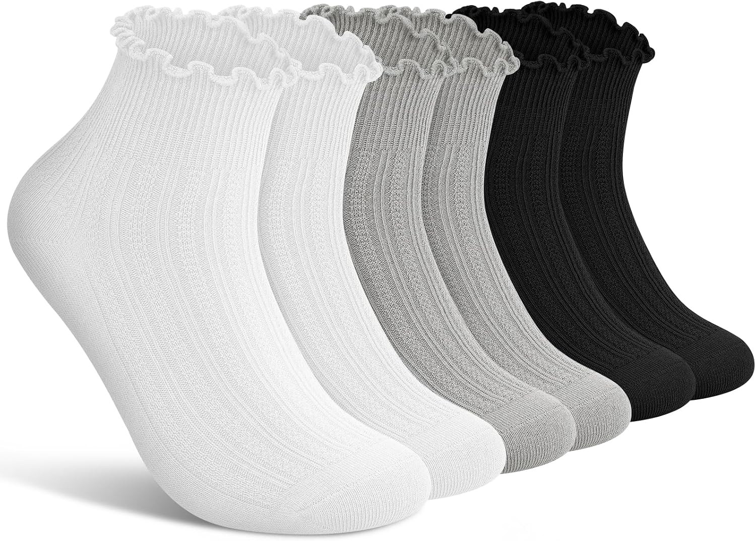 wernies Ruffle Socks Womens 6 Pairs, Cute Ankle Frilly Crew Socks | Amazon (US)