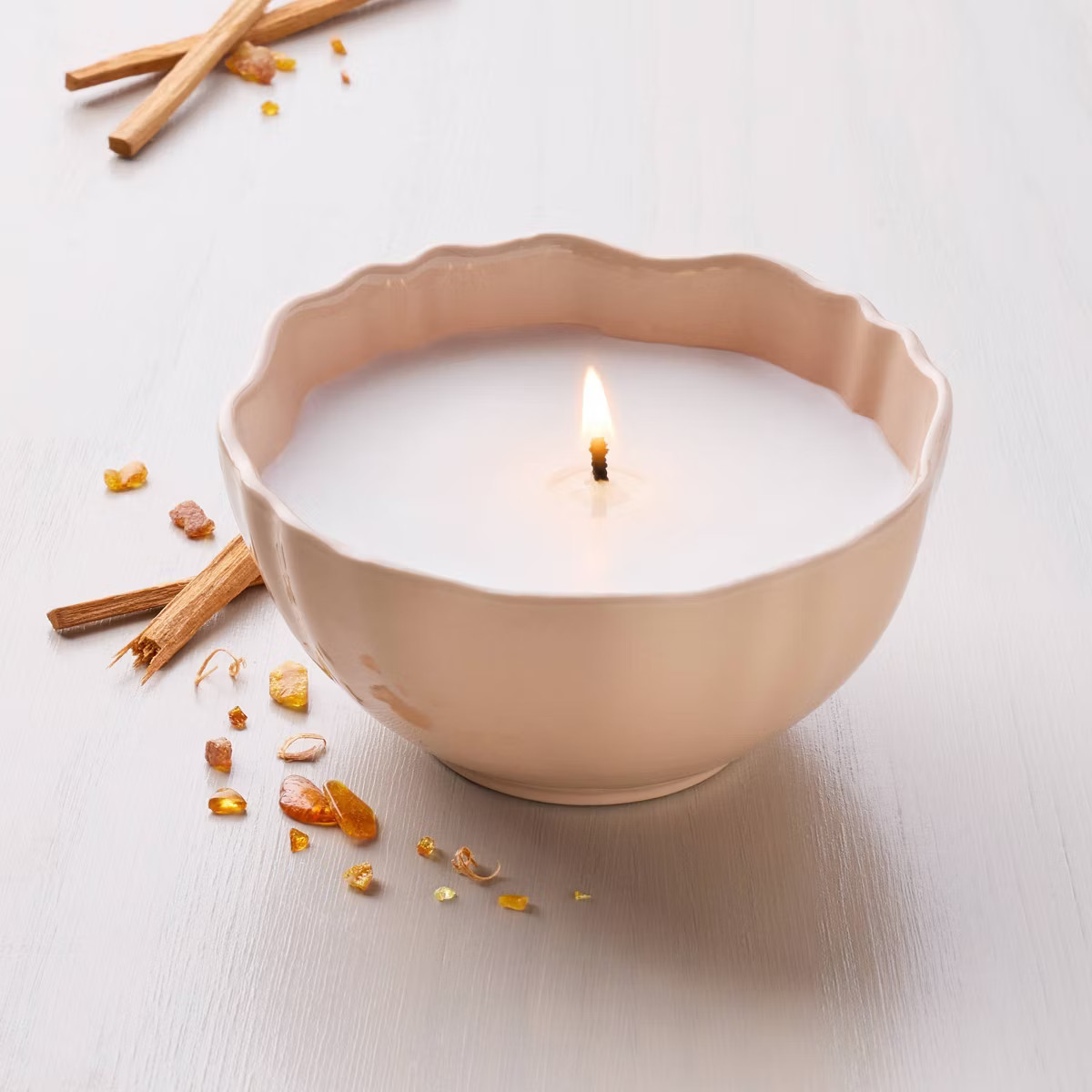 Scalloped Ceramic Sandalwood and Terra Cotta Jar Candle Blush - Hearth & Hand™ with Magnolia | Target