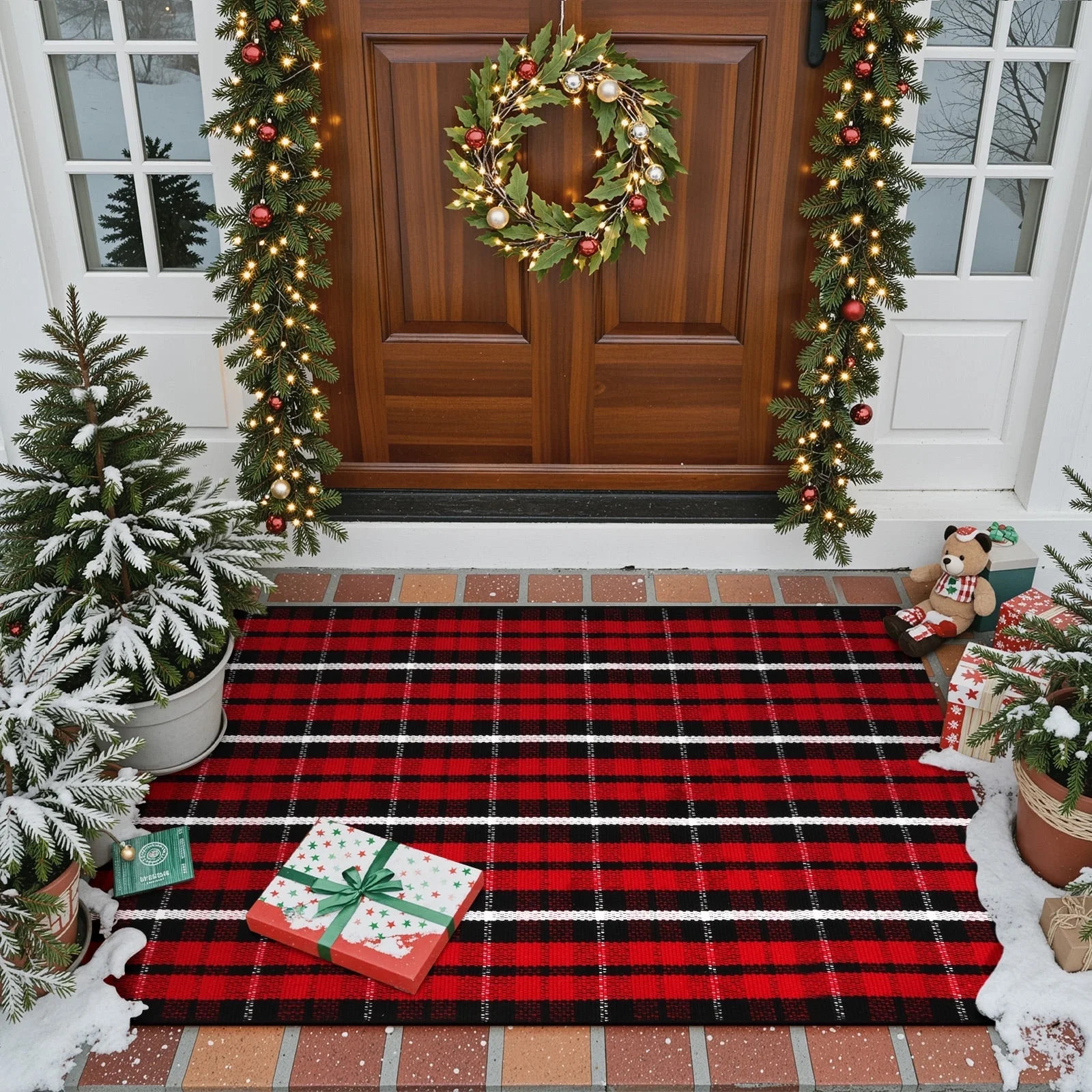 RUG ROBOT Buffalo Plaid Area Rug 27.5"x43", Washable Christmas Door Mat Indoor Outdoor Entrance R... | Walmart (US)