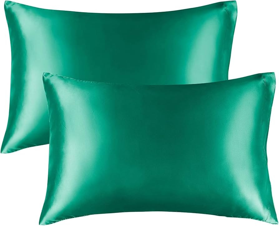 BEDELITE Satin Silk Pillowcase for Hair and Skin, Dark Green Pillow Cases Standard Size Set of 2 ... | Amazon (US)