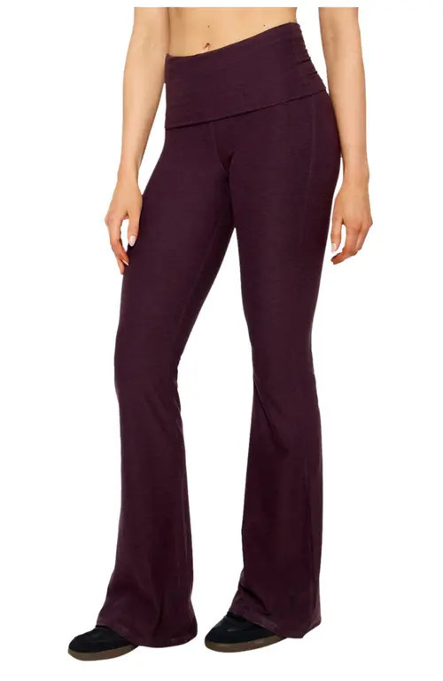 Fabletics Cloud Jersey Foldover Flare in Oxblood Heather at Nordstrom, Size Large | Nordstrom