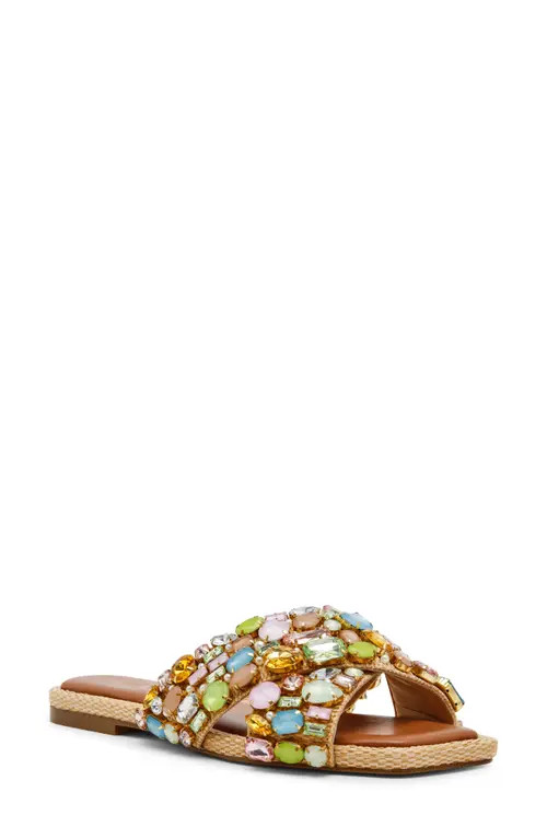 Steve Madden Levity Crystal Embellished Sandal in Gold Multi at Nordstrom, Size 11 | Nordstrom