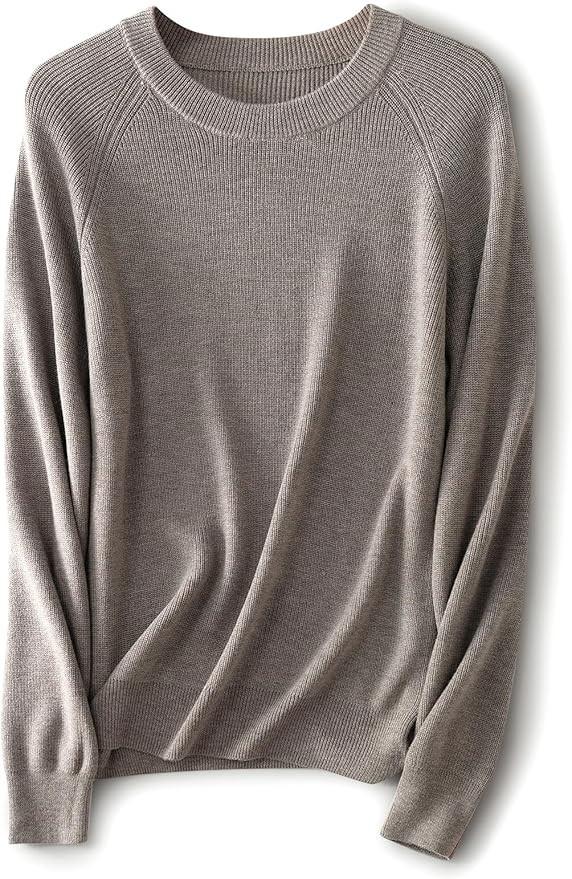 Women's Merino Wool Blend Sweater 2025 Fall Winter Casual Crew Neck Warm Soft Long Sleeve Knit Pu... | Amazon (US)