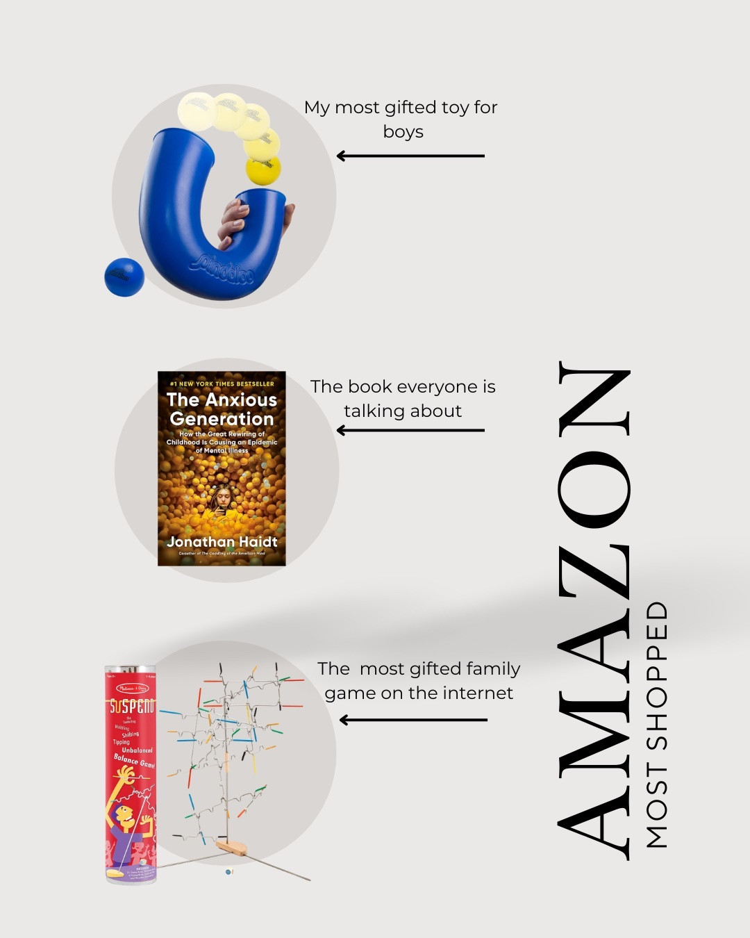 Here are the top three most clicked items on Amazon last week. 

The toy I buy most for Boys’s birthday gifts this fun juggling toys is a test of skills.  The book that every school in the US is talking about.  How screens are affecting our kids.  The most gifted game on Amazon! 


#LTKGiftGuide #LTKKids #LTKFamily