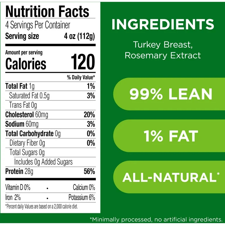 JENNIE-O Ground Turkey Breast, 99/1% Tray, All Natural, 1 Pound, 29 Grams of Protein per Serving | Walmart (US)