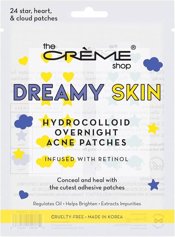 The Crème Shop Dreamy Skin Hydrocolloid Overnight Acne Patches - Infused with Salicylic Acid + W... | Amazon (US)