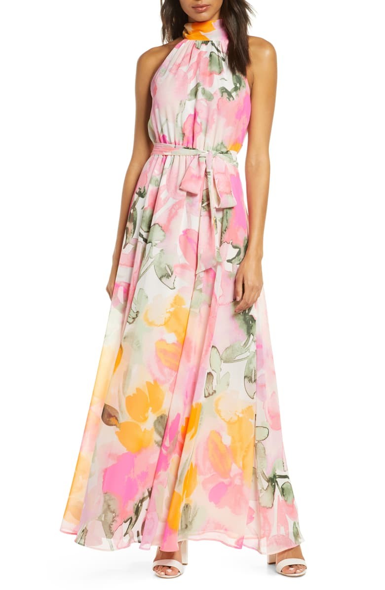 Eliza J Floral Halter Maxi Dress | Nordstrom | Nordstrom