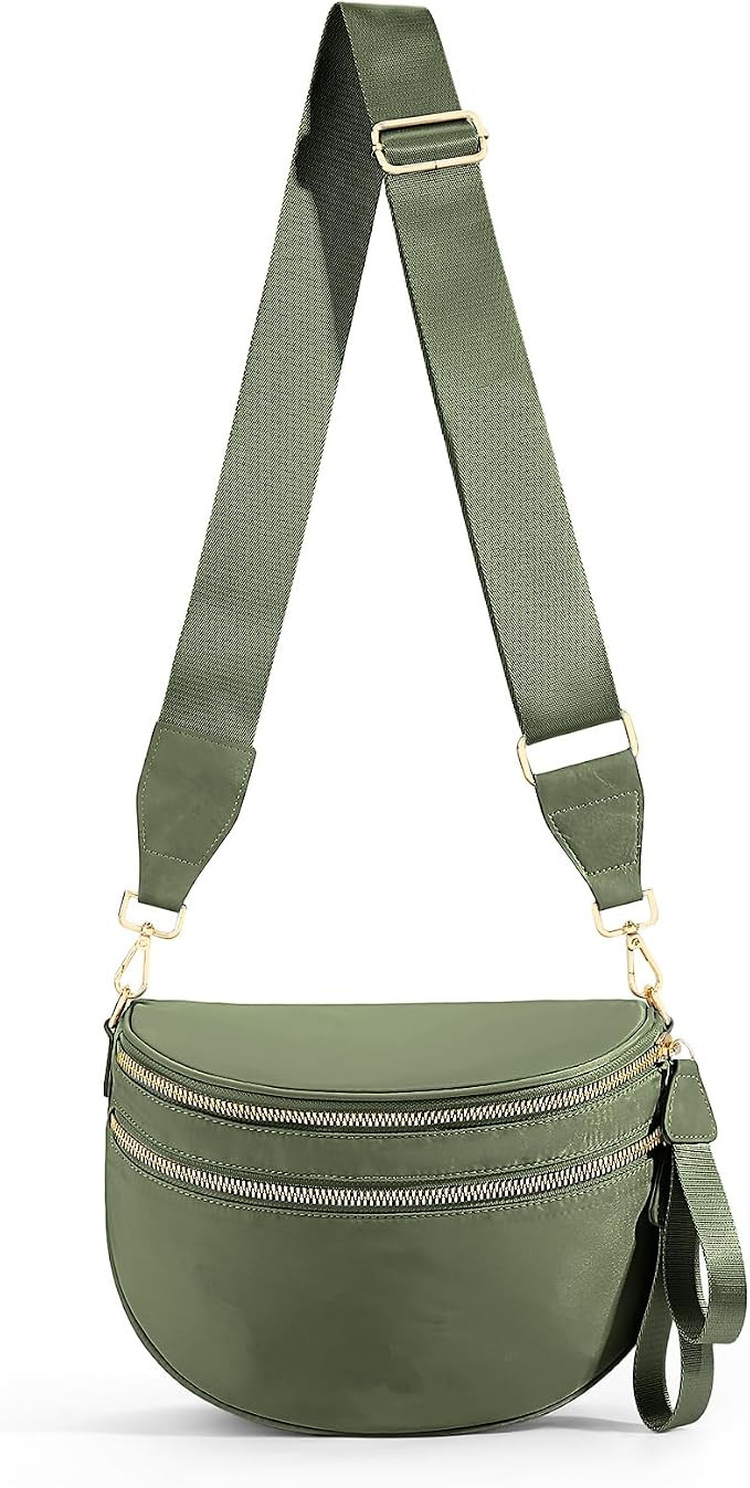 hibear Checkered Crossbody Bag Spacious Bum Bags for Women Nylon Crossbody Fanny Packs Checkered ... | Amazon (US)
