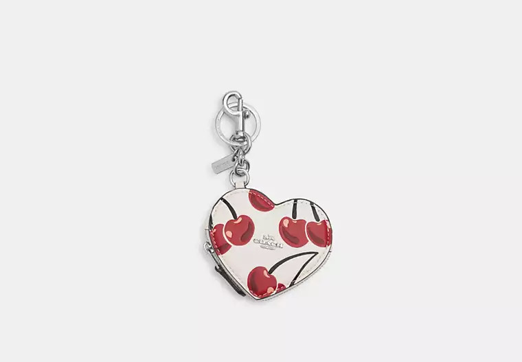 Heart Coin Pouch Bag Charm With Cherry Print | Coach Outlet US