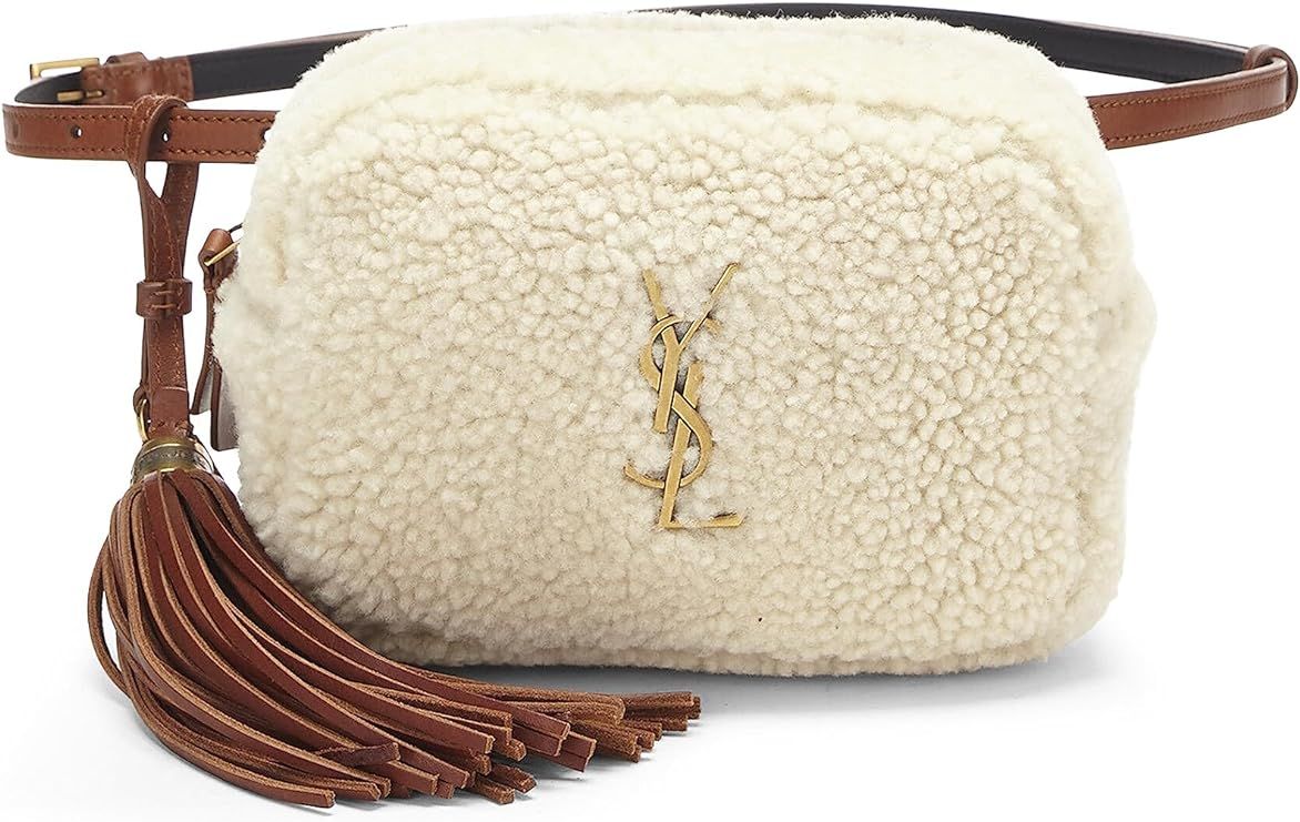 Amazon.com: Yves Saint Laurent, Pre-Loved Cream Shearling Monogram Lou Belt Bag, Brown : Luxury S... | Amazon (US)