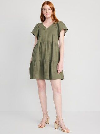 V-Neck Tiered Mini Swing Dress for Women | Old Navy (US)