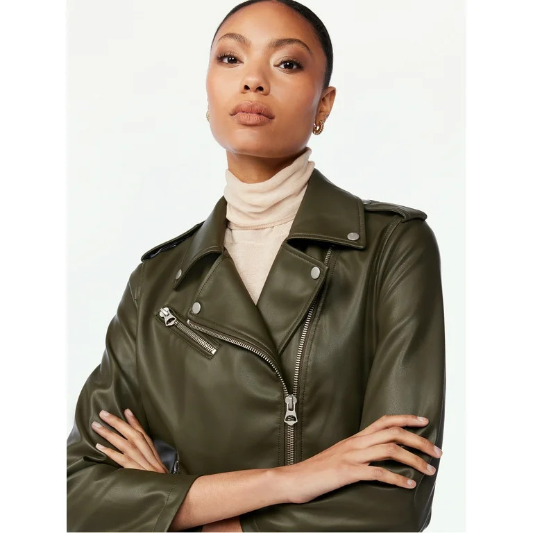 Scoop Women's Faux Leather Moto Jacket | Walmart (US)