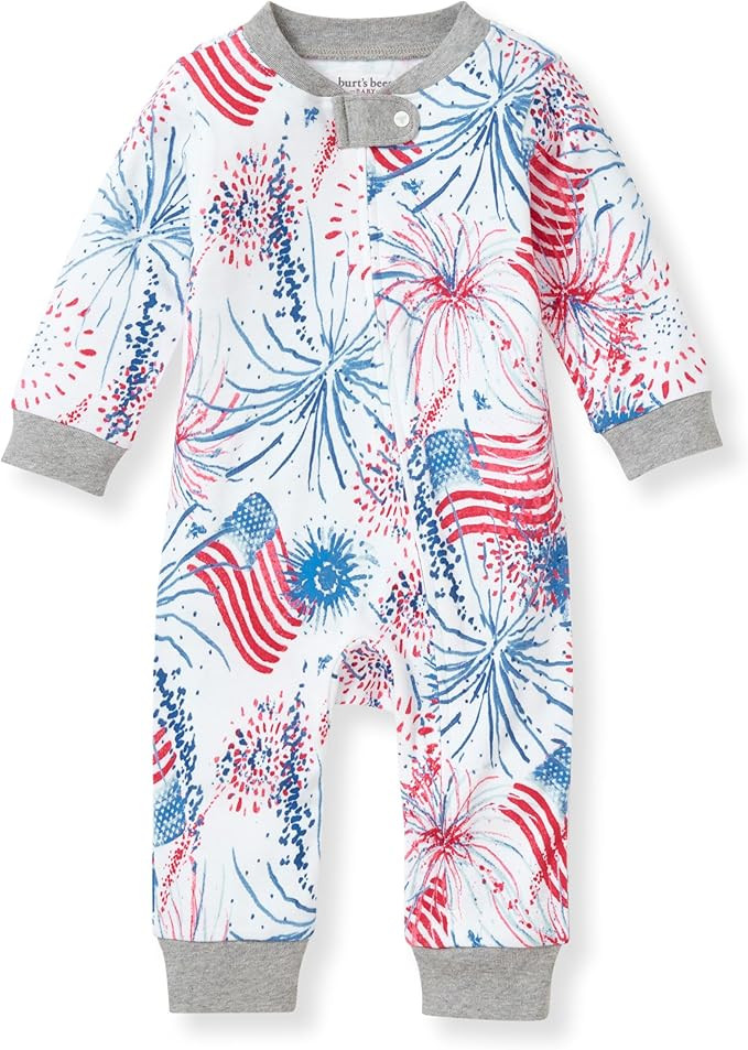 Burt's Bees Baby Boys Sleep and Play Pjs, 100% Organic Cotton One-piece Zip Front Romper Jumpsuit... | Amazon (US)