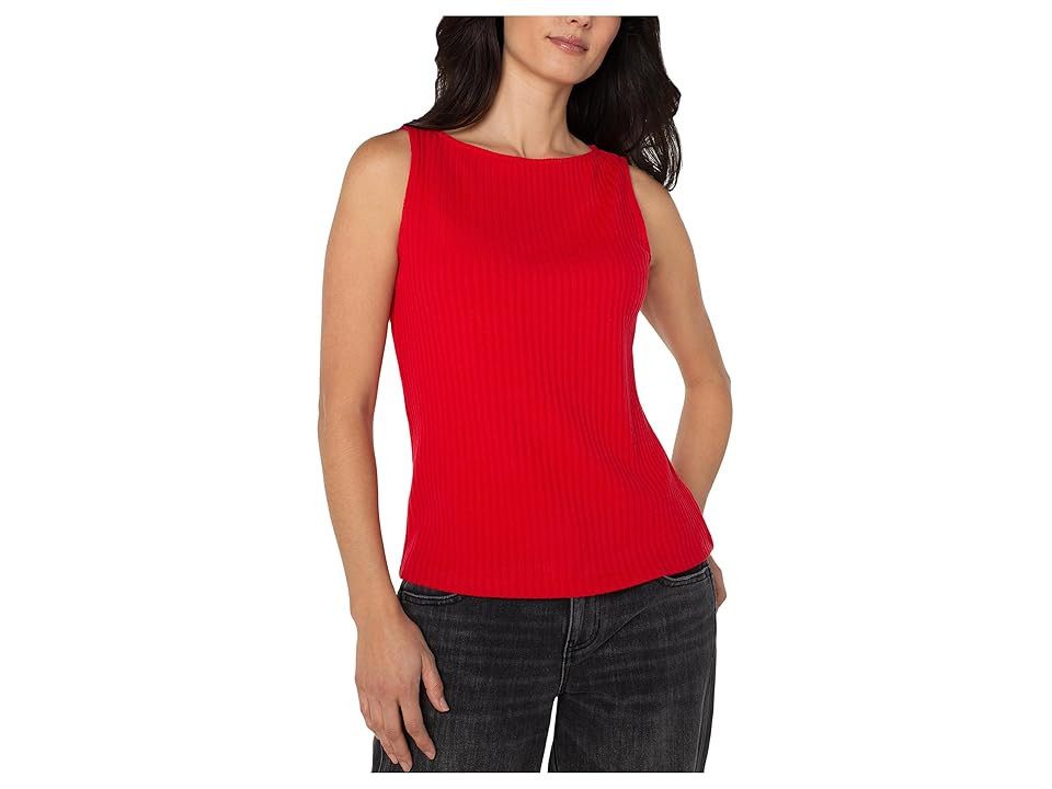 Liverpool Los Angeles Sleeveless Boat Neck Rib Knit Top Women's Clothing Tango Red : SM, Polyester/Rayon/Spandex | Zappos