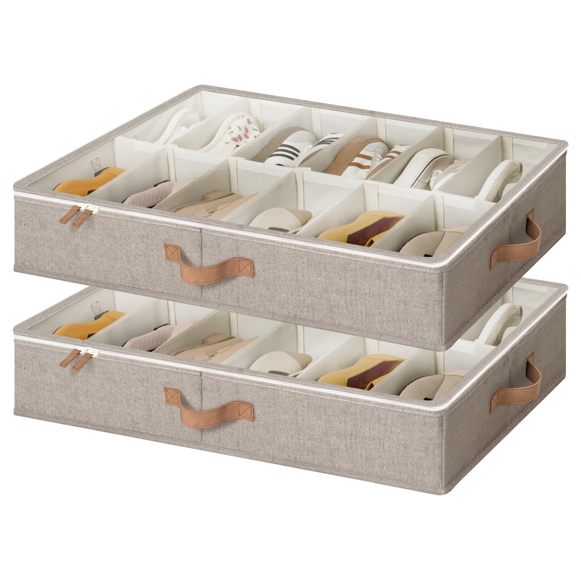 StorageWorks Shoe Organizer for Closet, Fits up to 24 Pairs, 2-Pack Ultra-thick Fabric Under Bed ... | Amazon (US)