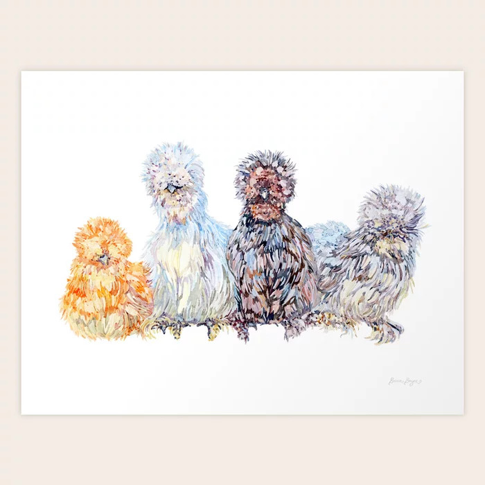 Silkie Chicken Huddle Art Print | Society6