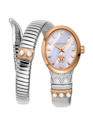 Roberto Cavalli 34MM Stainless Steel Wraparound Watch on SALE | Saks OFF 5TH | Saks Fifth Avenue OFF 5TH