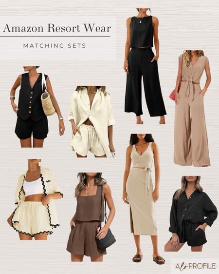 Amazon Matching Sets 🤎Amazon finds, Amazon fashion, Amazon style, beach vacation, vacation outfits, vacay outfits, Amazon resort wear, summer outfits, spring outfits, adorable fashion