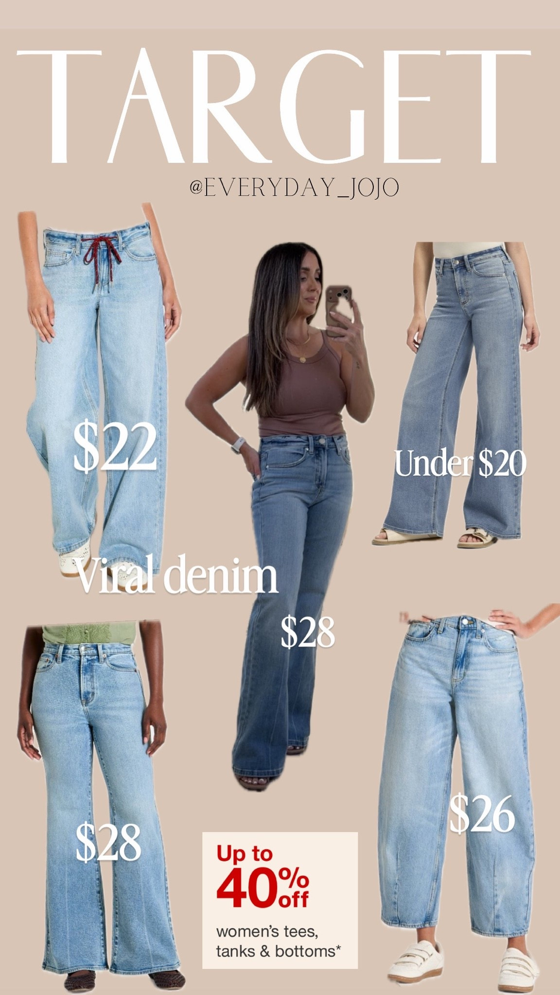 Viral denim up to 40% off! 
Wearing size 4 in 70s flare. 

All run true to size

#LTKSaleAlert #LTKootd #LTKgrwm