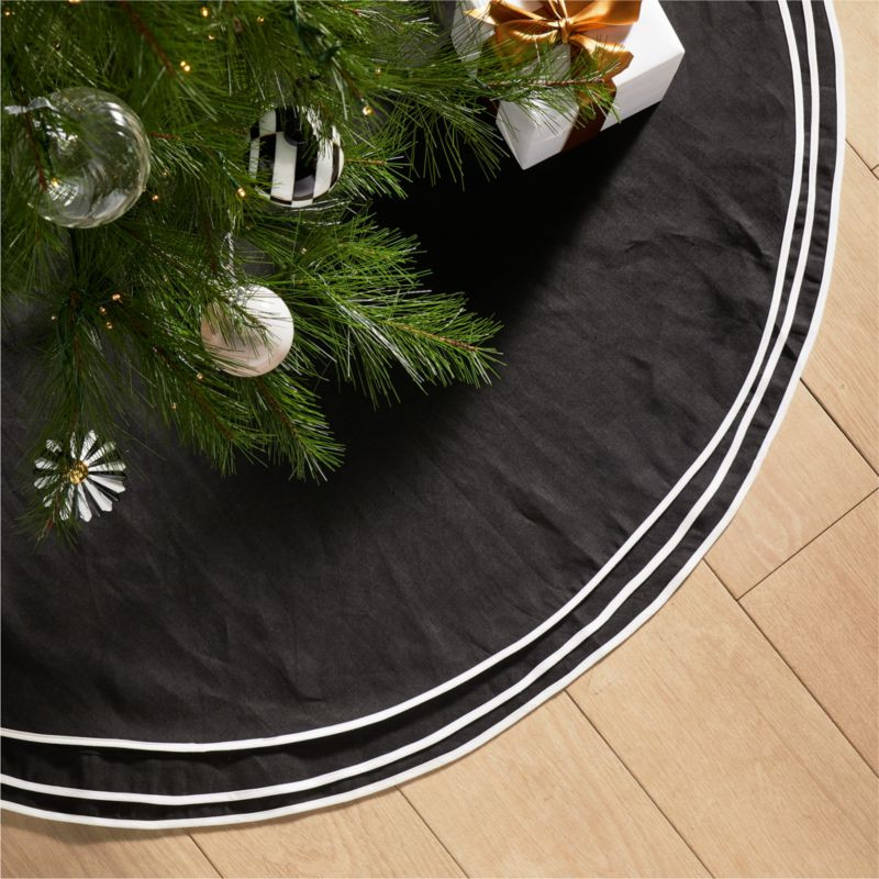 Edged Black Linen Tree Skirt 48" | CB2 | CB2