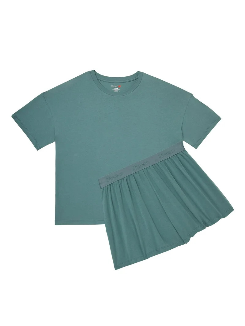 Hanes Comfywear Women's Pajama Set, Loungewear Top & Sleep Shorts Faded Sage Green/Faded Gr XL | Walmart (US)