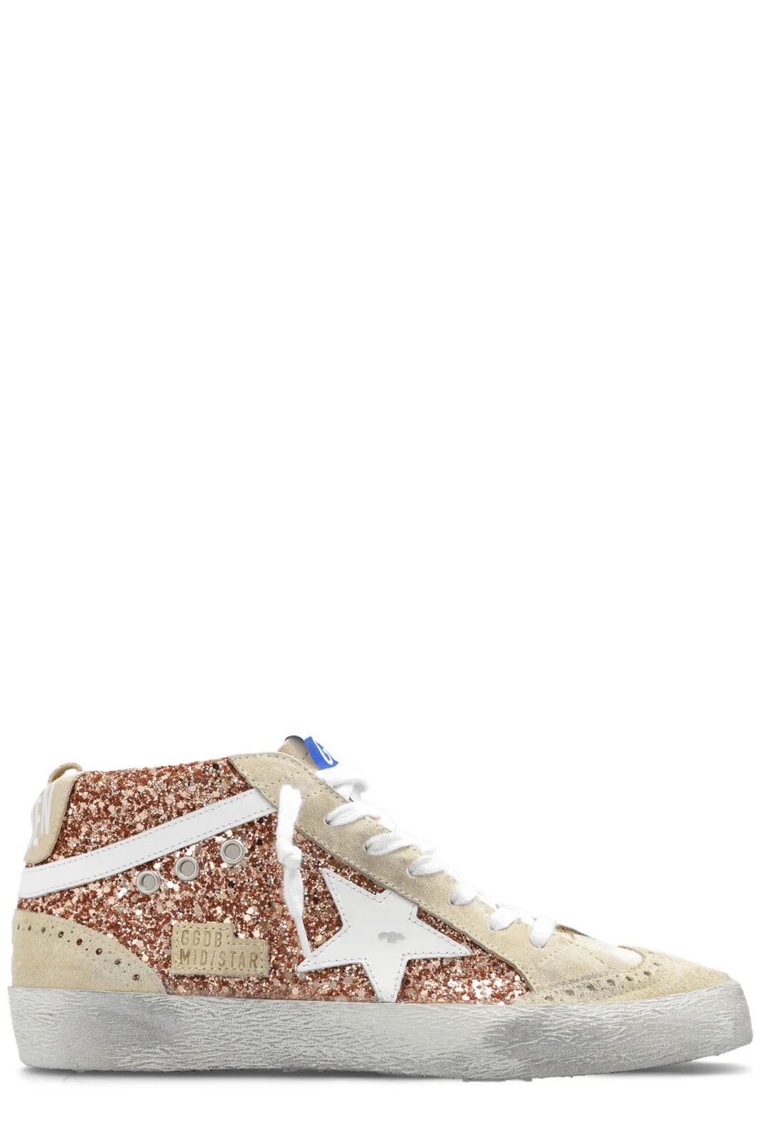 Golden Goose Deluxe Brand Mid Star High-Top Glittered Sneakers | Cettire Global