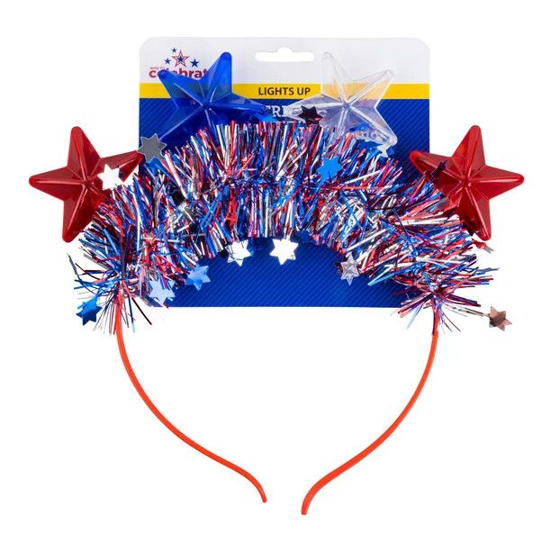 Molded Light-up Star Headband, Red White and Blue -Way to Celebrate | Walmart (US)