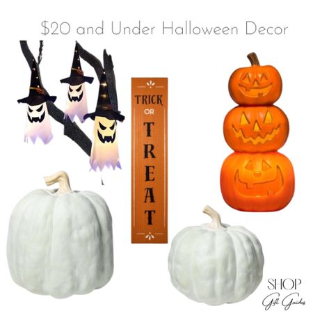 Halloween decor $20 and under!  Such a great deal for decorations that only last 1 month a year! 

Halloween decorations, pumpkins, front porch decor, ghosts, trick or treat signs, signage, faux pumpkins 

#LTKunder50 #LTKSeasonal #LTKHalloween