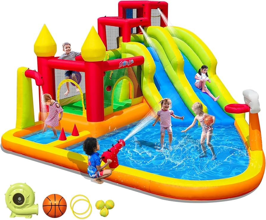 MIRUNAIR Inflatable Bounce House with Slides, Inflatable Water Slide for Kids Backyard, Bounce Wa... | Amazon (US)