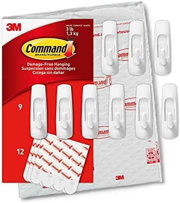 Command Medium Utility Hooks, White, 9-Hooks, 12-Strips, Organize Damage-Free | Amazon (US)