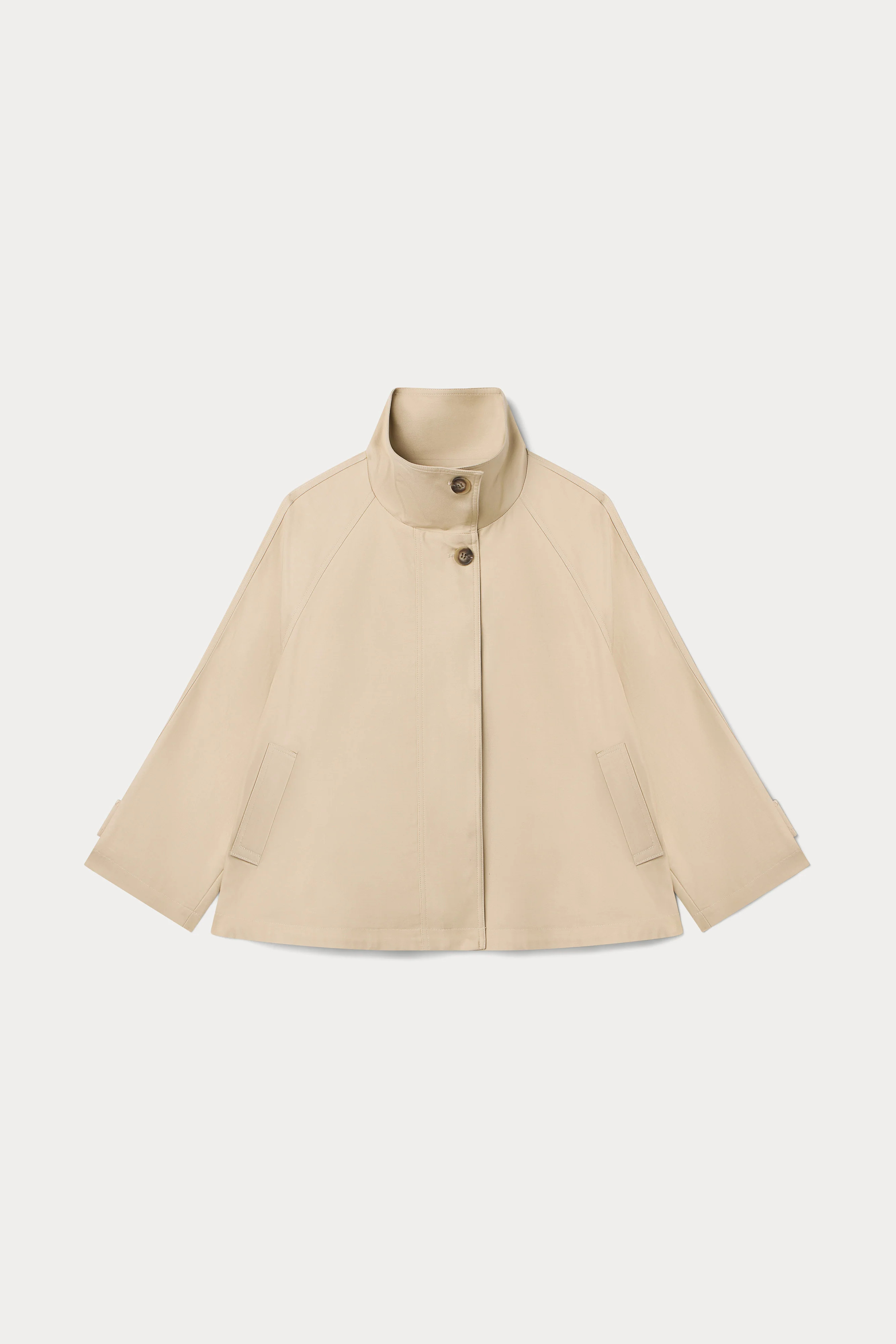 THE FUNNEL NECK TRENCH | LIGHT TAUPE | Good American