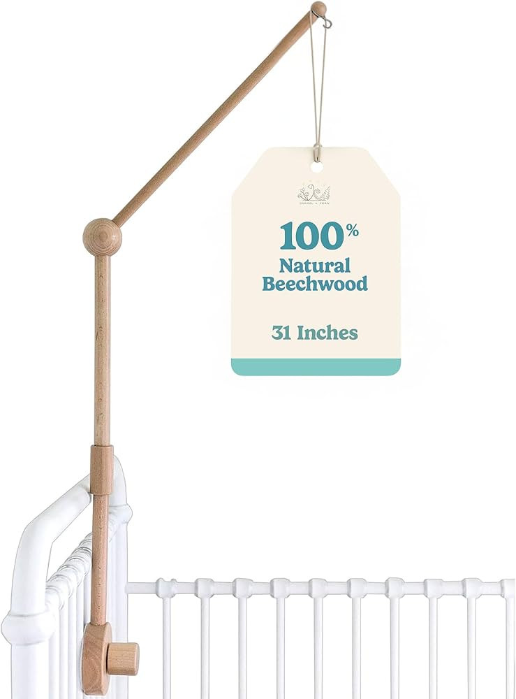 Baby Crib Mobile Arm Wooden Holder - Baby Mobile Hanger for Crib (31 inch, 100% Natural Beechwood... | Amazon (US)