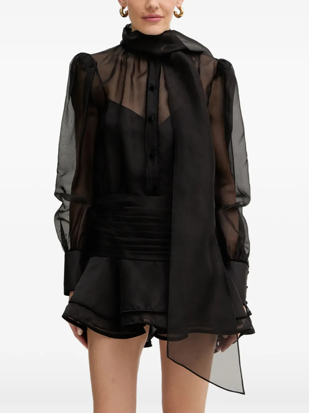 Retrofete Celandine ruffled mini dress - Black | Farfetch Global