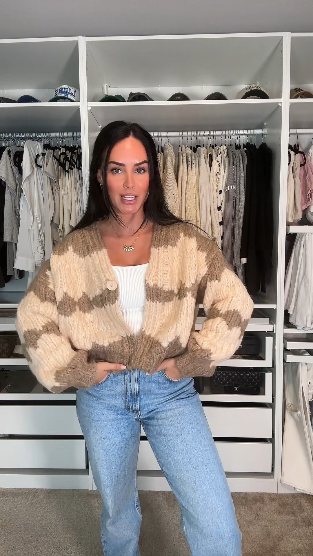 The cutest chunky knit sweater for fall 🧸

My sizing: 5’7, 145lbs, 32DD
Size small tanks, size xs/s sweater, size 26 curve love long jeans 

#LTKShoeCrush #LTKStyleTip #LTKVideo