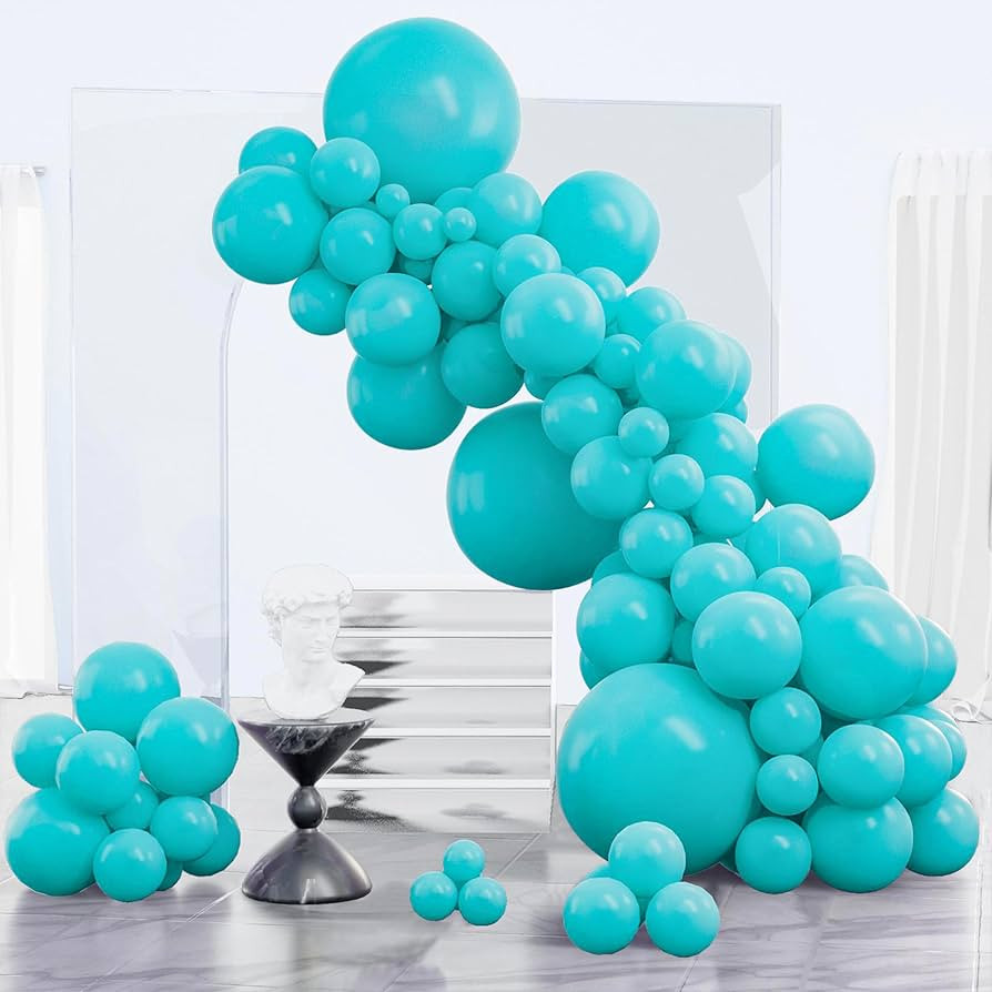 PartyWoo Teal Balloons 123pcs Different Sizes Pack of 18 12 10 5 Inch Turquoise Dark Teal Balloon... | Amazon (US)