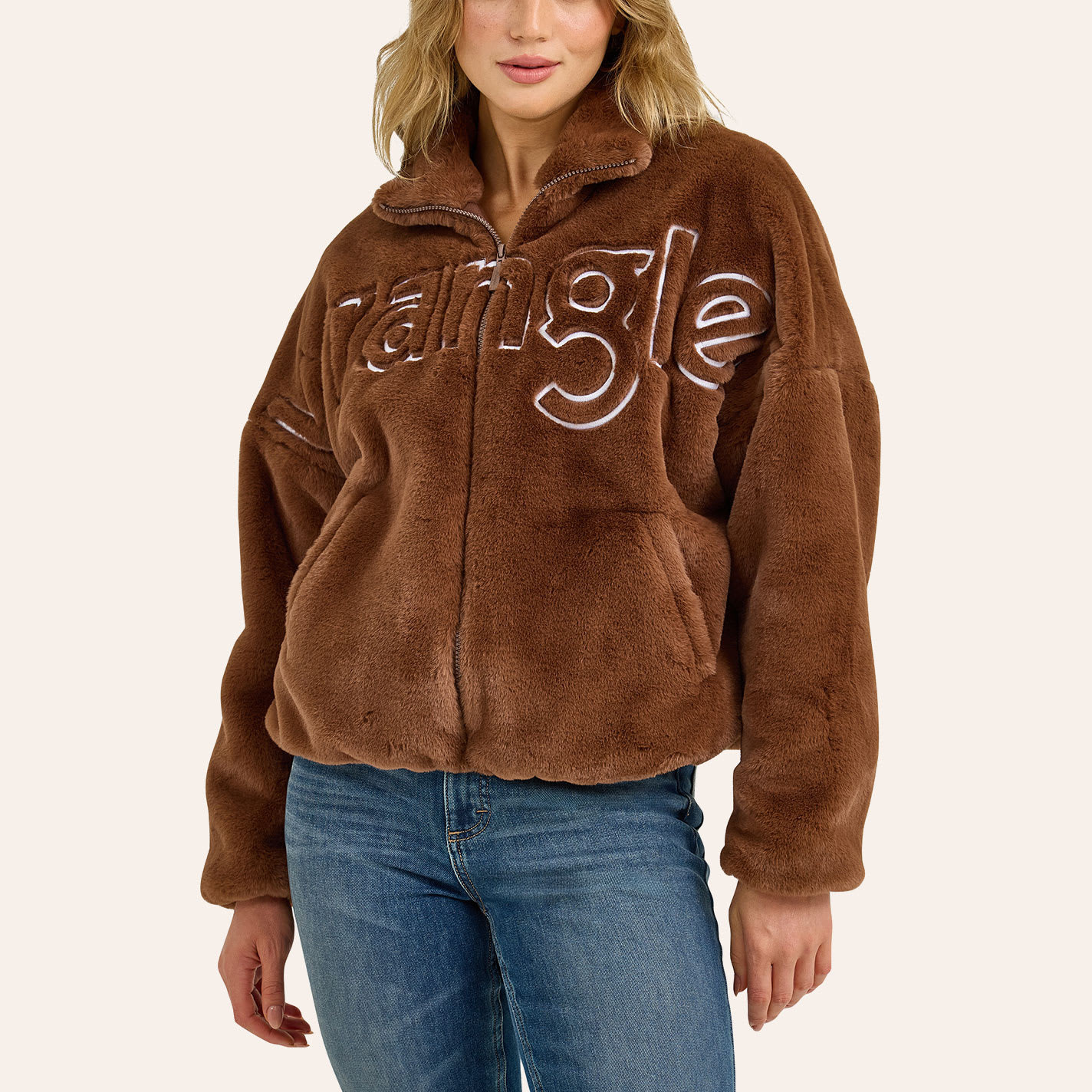Wrangler Retro Women's Brown Logo Fuzzy Jacket - L - From Cavender's | Cavender's