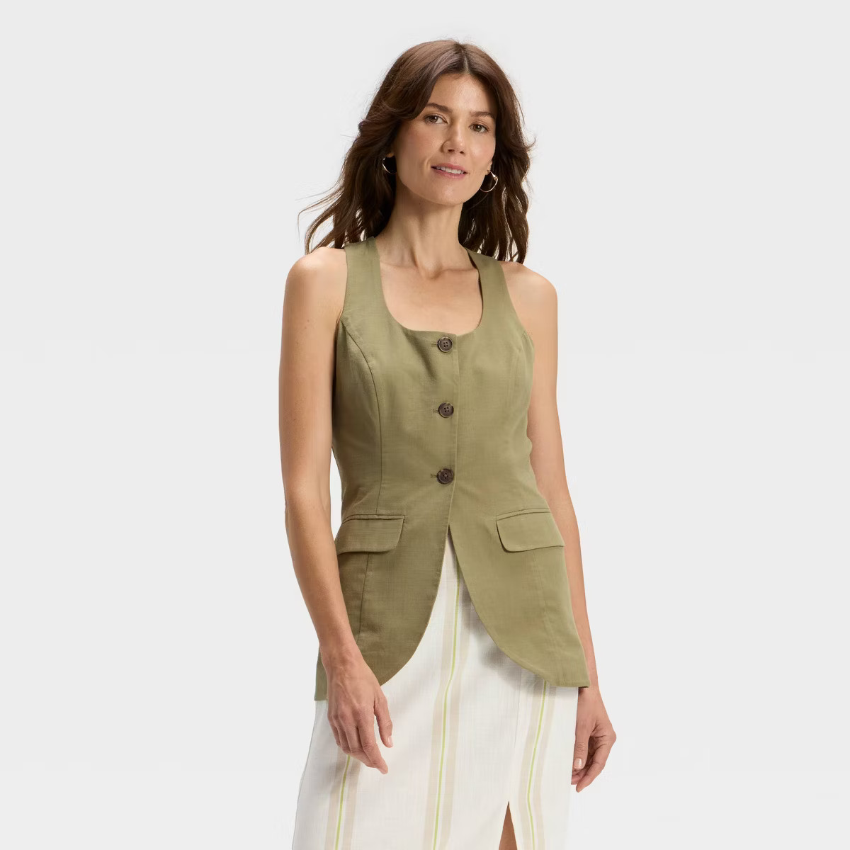 Women's Linen Blend Vest - A New Day™ | Target