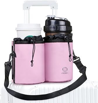 Luggage Cup Holder Travel Drink Bag Luggage Drink Caddy with Shoulder Strap, Thermal Insulation a... | Amazon (US)